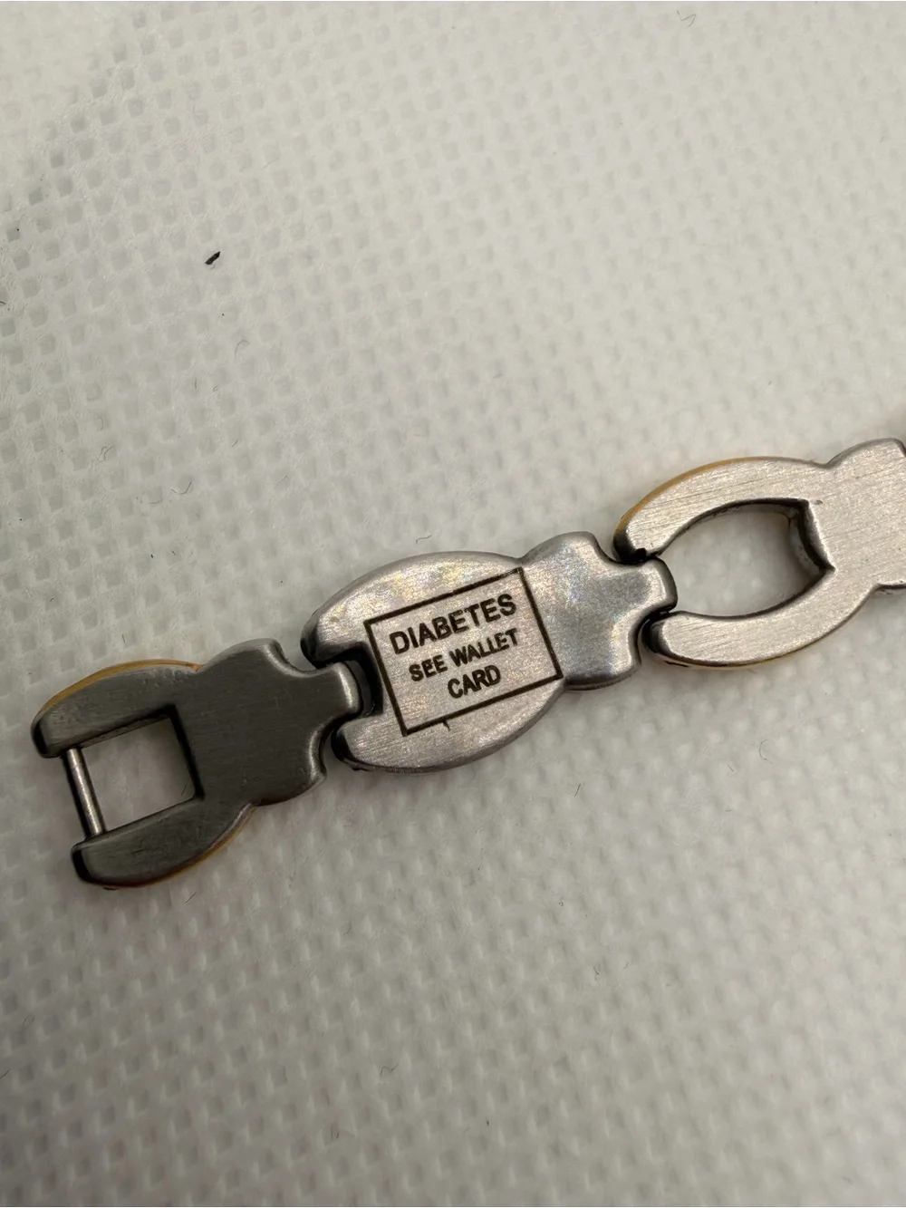 Stainless Steel Diabetes Medical Alert Bracelet Two Tone 7.5